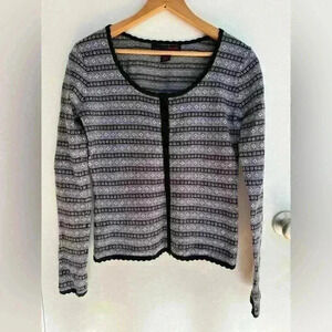 100% Merino Wool Button Up Sweater By Willi Smith Blue and Black Size Small